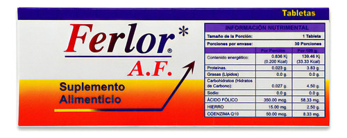 Ferlor Af, Caja Con 30 Tabletas, Solar Sabor Sin Sabor