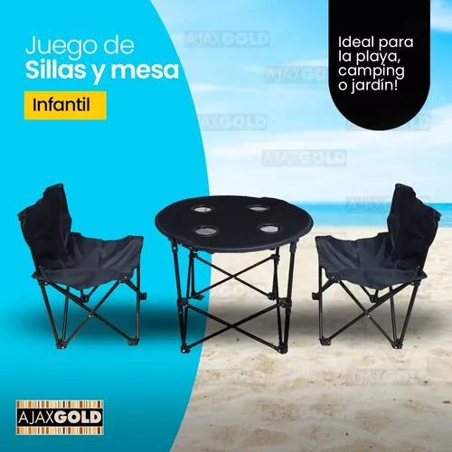 Set 2 Sillas Plegables Playa Jardin Camping Pesca Azul