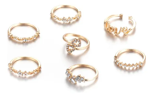 Anel Com Strass Conjunto 7 Peças — foto 1