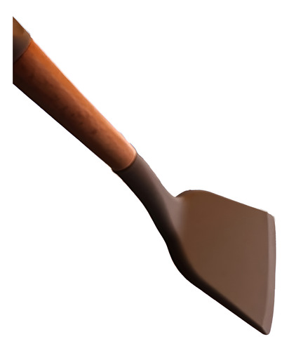 Espátula De Silicona 33cm Mango Madera Ideal Plancha Sartén Beige