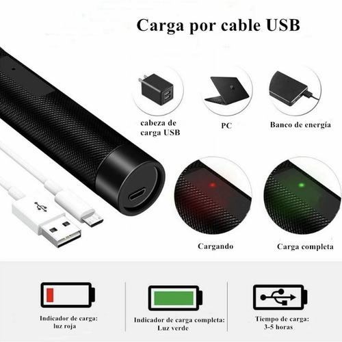 Puntero Láser Recargable Usb Verde De 5000mw