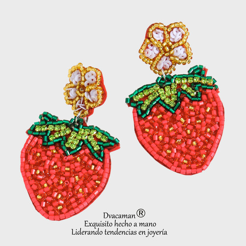 Pendientes Colgantes Bohemios Con Cuentas De Fresa Hechos A