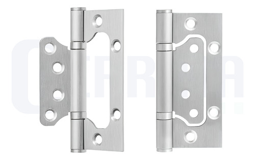 Dobradiça Porta Sobrepor Sem Rebaixo Inox Escovado 30 Und.