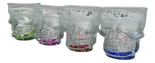 6 Vaso Tequilero De Calavera De Vidrio 60ml De Colores Difum Agua