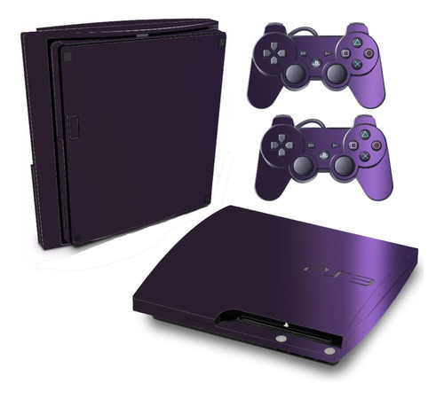 Skin Ps3 Slim Adesivo Pelicula Brilho Cor Roxo