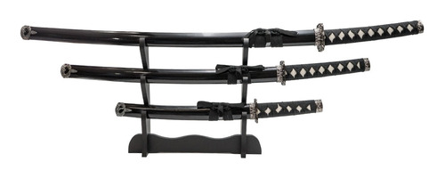 Set Deco Fujimae Katana, Wakizashi Y Tanto Acero Al Carbono