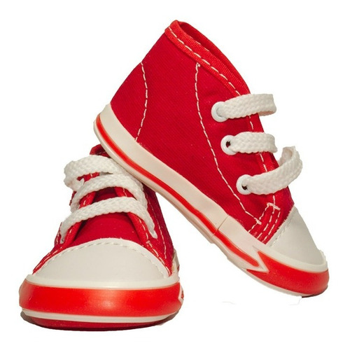 Zapatotenis Para Bebe  De Color Rojo De Lonasuave