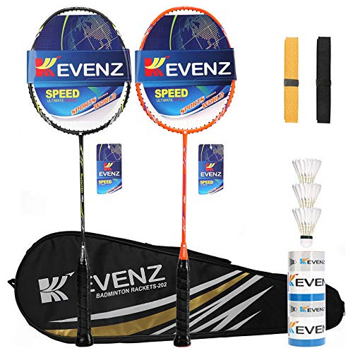 Kevenz Badminton Racket Set, 2 Carbon Fiber Badminton Racque