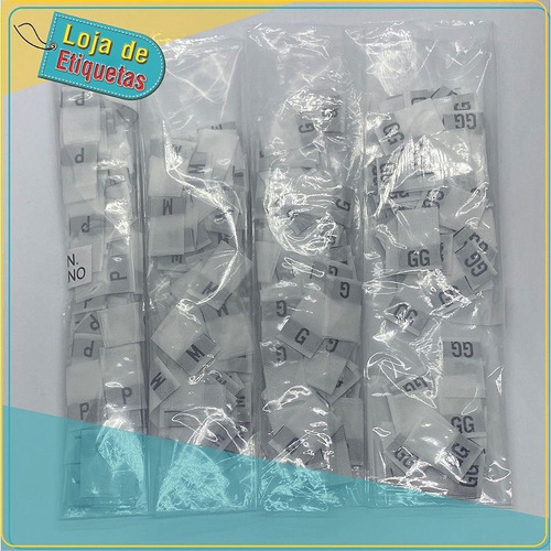 Imagem 3 de 4 de Kit Etiquetas Manequim P, M, G E Gg Fnd Branco (100pçs Cada)