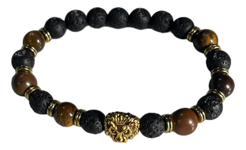 Pulsera De Hombre  Ojo De Tigre Y Lava Volcanica