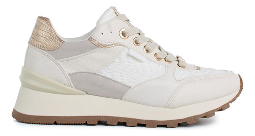 Tenis Efecto Charol Color Beige, Para Dama Cosmos 102502