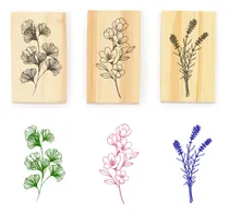 Comprar 3 Sellos Decorativos Flores Hojas Botanicos 