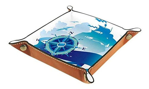 Aisso Valet Tray Antiguo Mapa Pirata Con Impresión De Rosa