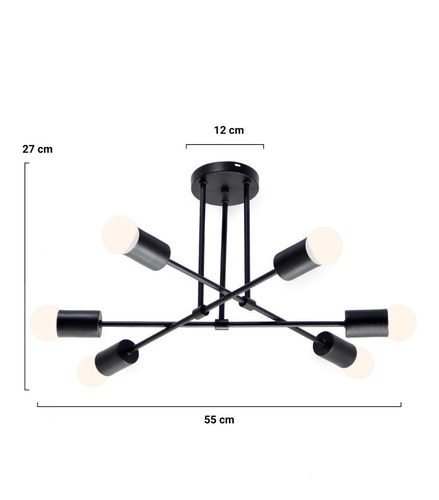 Imagen 4 de 4 de Lámpara araña de techo Gioluce Plafón araña escandinavo industrial spa color negro 220V