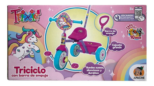 Triciclo Apache Unicornio/frozen Barra De Empuje Cajuela Gr
