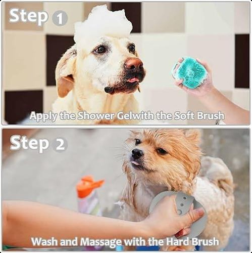 Elegx Cepillo De Masaje Para Baño Para Mascotas Con Dispensa