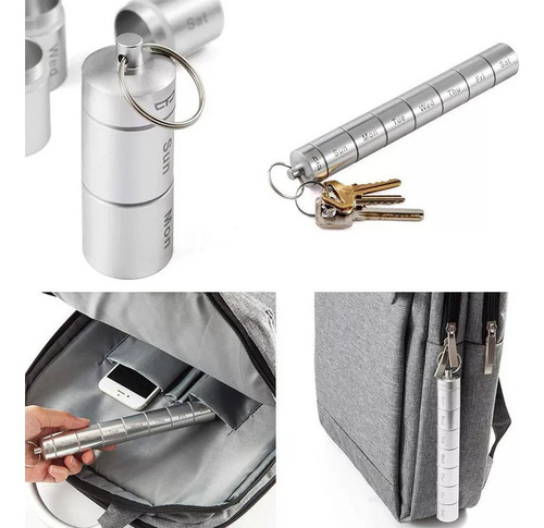 Caja De Medicamentos Portátil De Aluminio Con Llavero