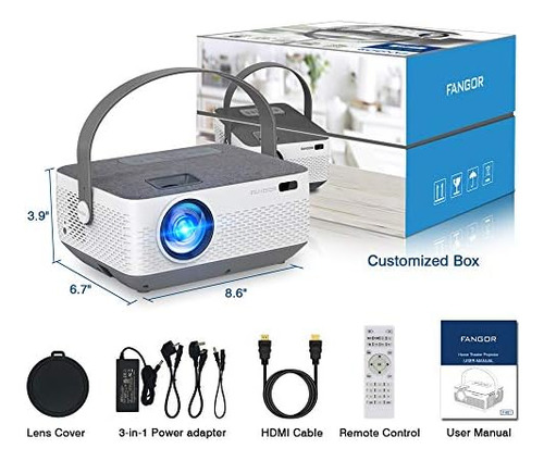 Fangor Proyector Wifi Bluetooth 8400mah Batería, Proyector D