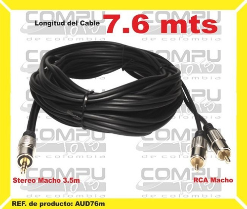 Cable 3.5mm A Rca Metalico 7.5m Ref: Aud76m Computoys Sas
