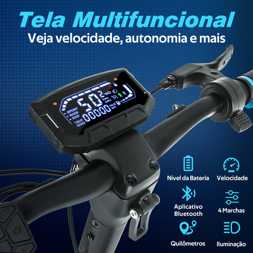 Scooter Elétrico Honey Whale T5 Patinete Elétrico Velocidade 60km/h Motor 750W*2 Bateria 15AH Autonomia 50KM APP Bluetooth Carga de 120 kg HONEY WHALE