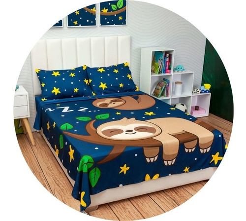 Juego De Sábanas Para Niños Cama Doble 1,40 Colección Safari