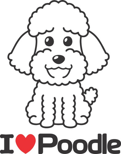 Calco I Love Poodle - Caniche - Perro Vinilo Sticker