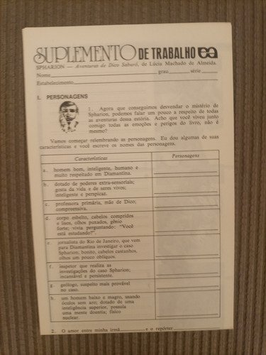 Livro Spharion Série Vaga-lume Ed. 1 Ano 1979 C/ Suplemento (Usado)
