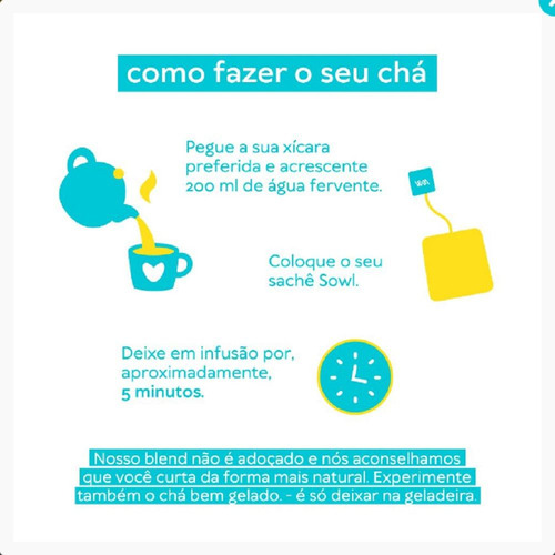 Chá Sowl Misto, Composto Em Sachê Chá Verde, Guaraná, Gengibre, Canela, Goji Berry, Pfaffia E Menta 60 G 30 U Pacote X 3