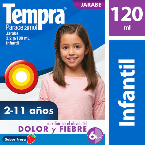 Jarabe Tempra Para El Dolor y Fiebre De Fresa Contenido 120 Ml