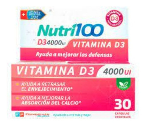 Nutri100 Vitamina D3 Mejora Las Defensas 30 Cap. Vegetales