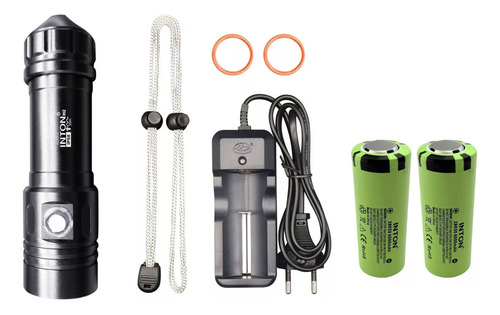 Lanterna De Mergulho Pesca Inton H2 Ip68 50m Bateria Extra