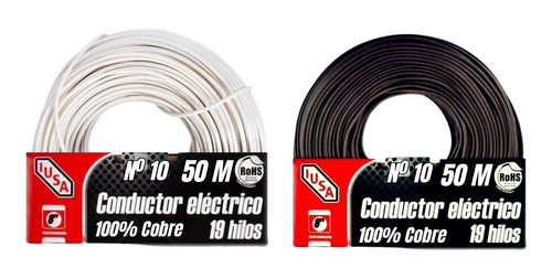 Cable Electrico Iusa Cobre Thw Calibre #10 50 Mts (2 Rollos)