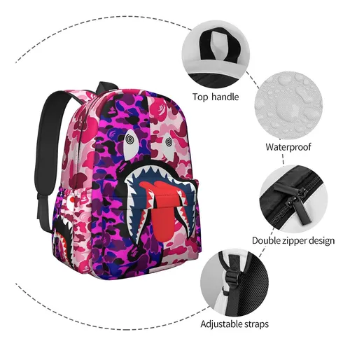 Mochila Escolar Vkaxopt Diseno Tiburon Rosa Cuotas sin inter s