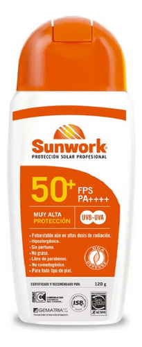 Protector Solar En Crema Sunwork 120gr Fps 50
