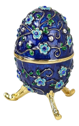 Exquisita Caja De Baratijas De Huevos Coleccionables Azul
