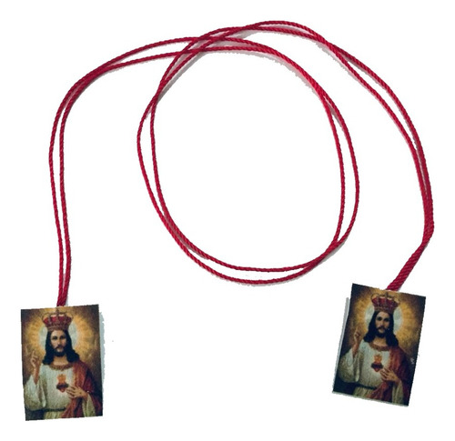 12 Collar Hilo Rojo Escapulario De Cristo Rey