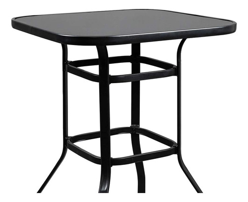 Mesa De Altura Para Patio Cuadrada De Metal Y Vidrio 81 Cm