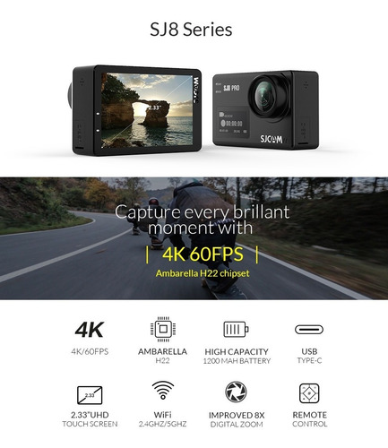 Câmera Sj8 Pro Original Wi-fi Youtube Vlog 4k 60fp 12mp