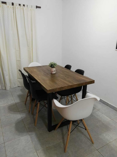 Imagen 7 de 9 de Mesa Industrial Comedor Madera Y Hierro (160x80x75)