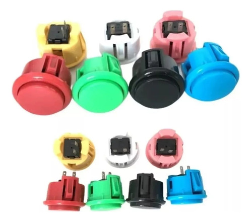 1 Kit De 10 Botones Arcade Tipo Sanwa 24 Mm Buena Calidad