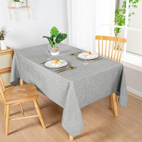 Mantel Rectangular De Lino Sintético Resistente A Arrugas Y