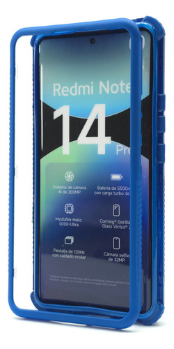 Funda 3 En 1 Para Redmi Note 14 Pro Plus Case Rudo Protector Azul Rey Redmi Note 14 Pro Plus