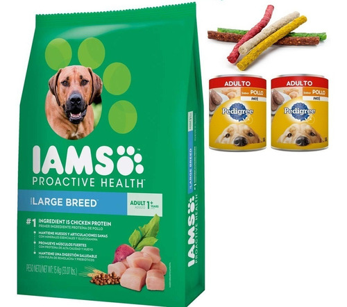 Comida Perro Iams De Eukanuba Adulto 15kg + 4 Pates + Snacks