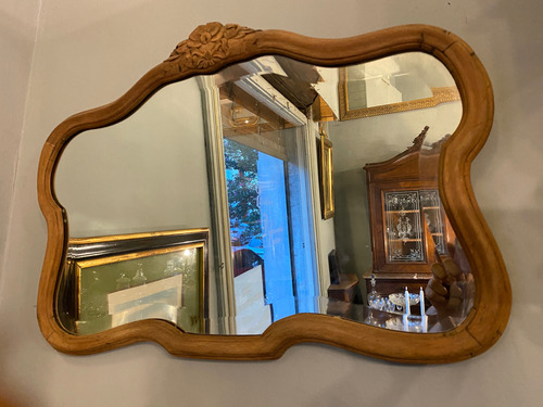 Espejo Provenzal Biselado Madera Natural Cedro Tallado Antig Marrón (Usado)