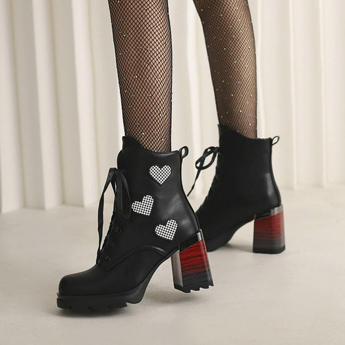 Botines Gruesos Con Tacón Alto Para Mujer, Plataforma, Venda