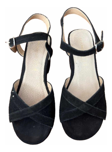 Sandalias Cuero Mujer Marca Basement Negras Talla 37