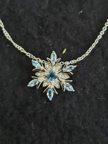 Dije Copo Nieve Topacio Creado Azul Lab Jewelry Plata .925 