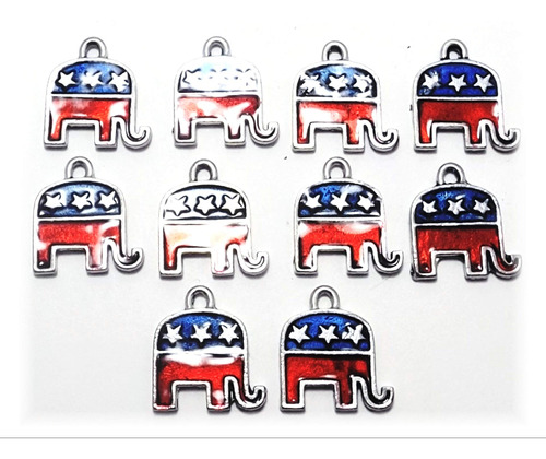 10 Abalorio Elefante Republicano Esmaltado
