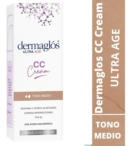 Dermaglos Ultra Age Cc Cream Facial Tono Medio Fps30 50 G