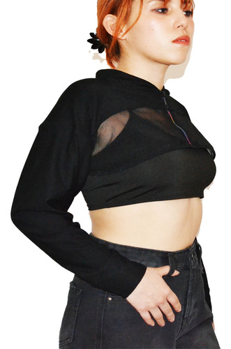 Sudadera Corta Capucha Y Cierre Para Mujer Baile Twerk Iris